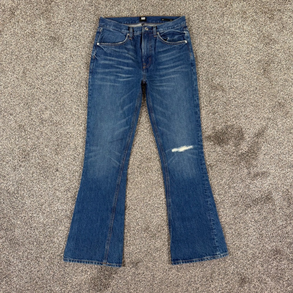 Edwin Averi Flare Jeans Womens 26 Pretender Wash Distressed Blue Denim Casual